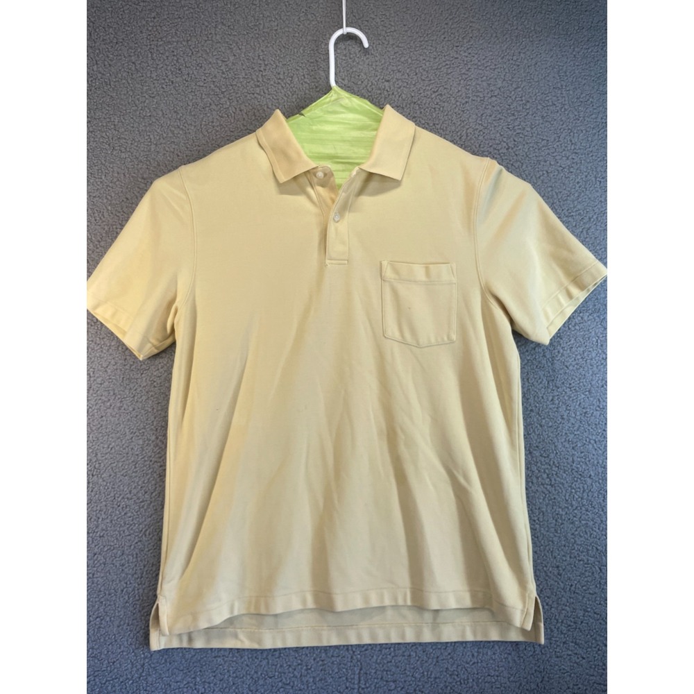 Vintage LL Bean Polo Shirt Men Size Large L Reg Yellow Short Sleeve